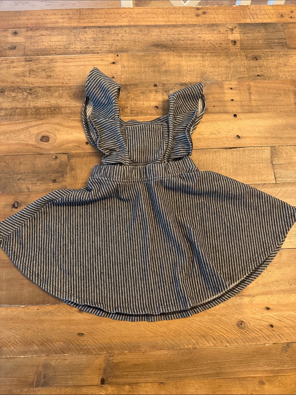 Kids Striped Ruffle Strap Dress - Black and White